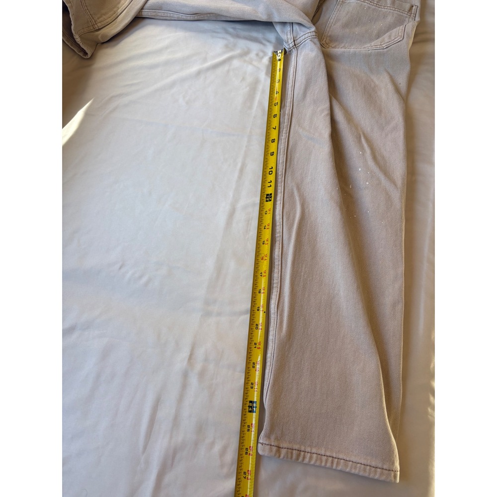PacSun Double Knee Carpenter Pants Tan Beige Paint Splatter High Waisted Size 25 - Picture 5 of 7
